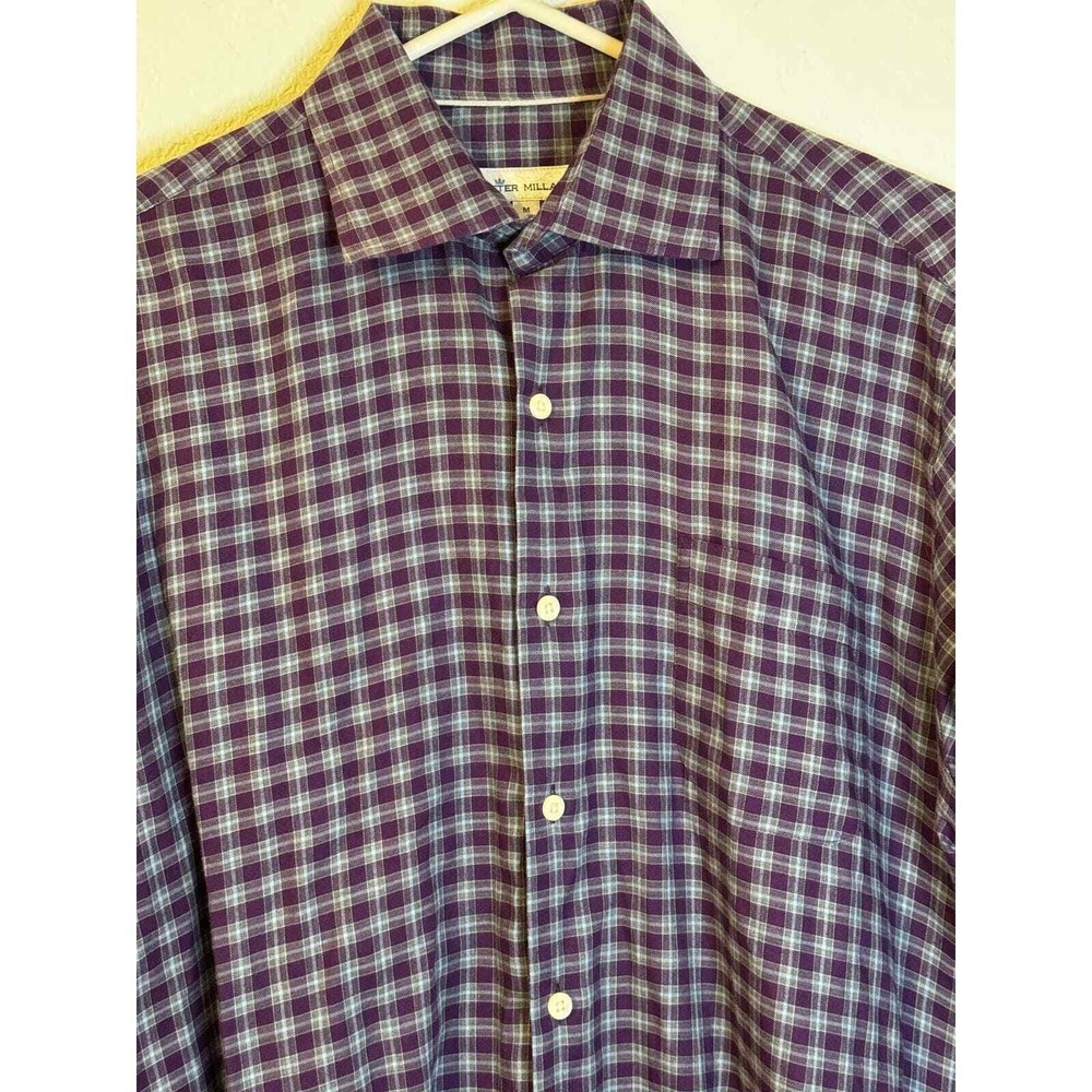 Peter Millar Men's Purple Plaid Button Down Long Sleeve Dress Shirt